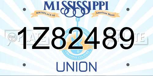 1Z82489 Mississippi License Plate