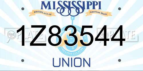 1Z83544 Mississippi License Plate
