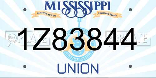 1Z83844 Mississippi License Plate