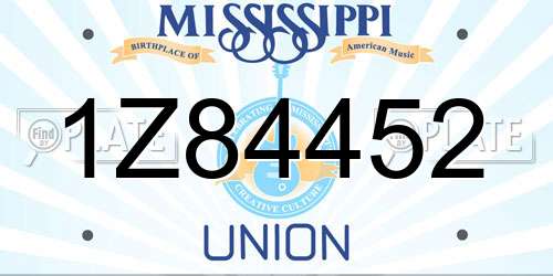 1Z84452 Mississippi License Plate