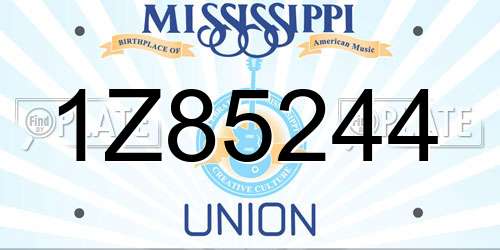 1Z85244 Mississippi License Plate