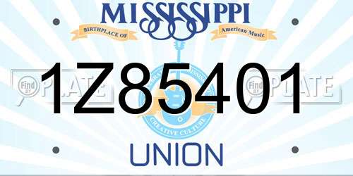 1Z85401 Mississippi License Plate