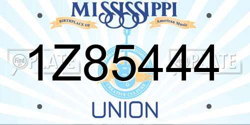 1Z85444 Mississippi License Plate