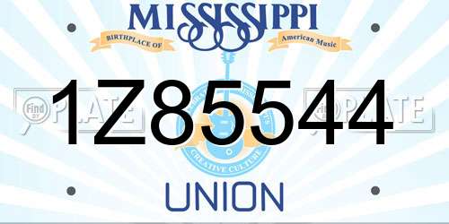 1Z85544 Mississippi License Plate