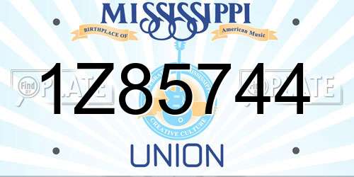 1Z85744 Mississippi License Plate