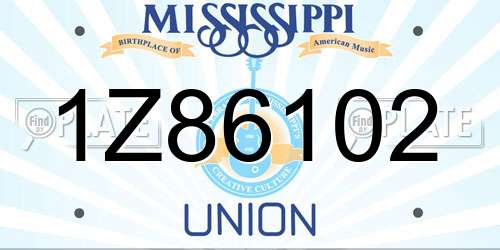 1Z86102 Mississippi License Plate