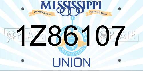 1Z86107 Mississippi License Plate