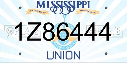 1Z86444 Mississippi License Plate