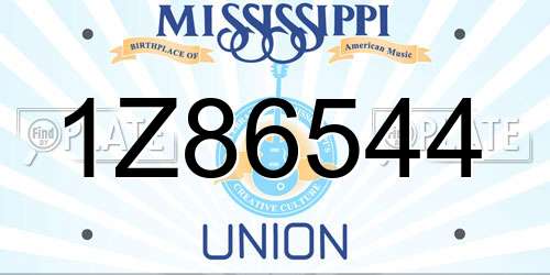 1Z86544 Mississippi License Plate