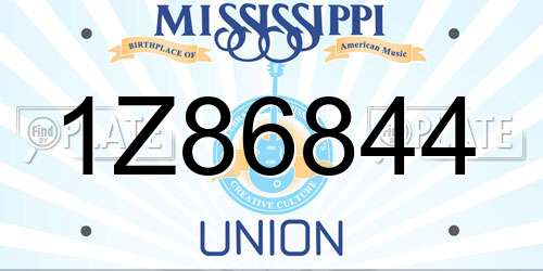 1Z86844 Mississippi License Plate