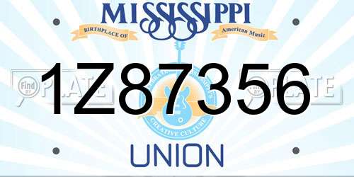 1Z87356 Mississippi License Plate