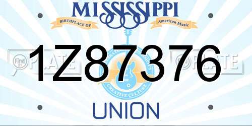1Z87376 Mississippi License Plate