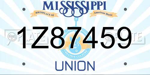 1Z87459 Mississippi License Plate