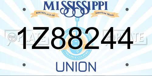 1Z88244 Mississippi License Plate