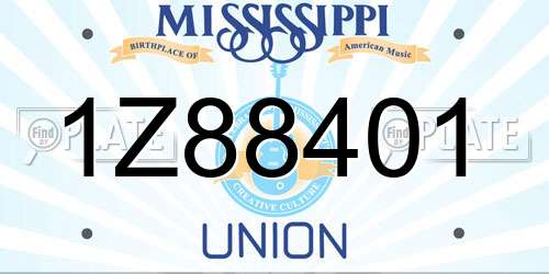 1Z88401 Mississippi License Plate