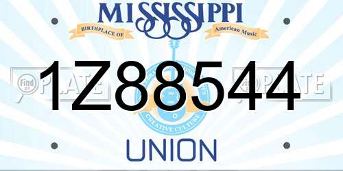 1Z88544 Mississippi License Plate