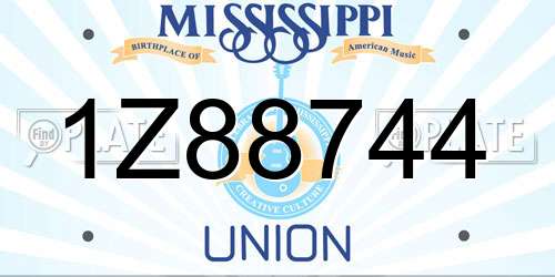 1Z88744 Mississippi License Plate