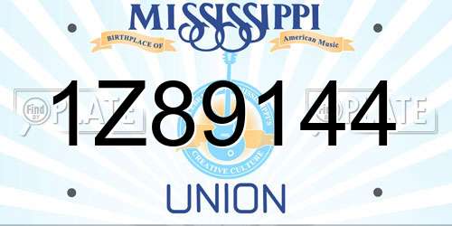 1Z89144 Mississippi License Plate