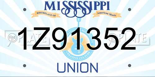 1Z91352 Mississippi License Plate