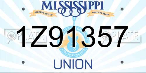 1Z91357 Mississippi License Plate