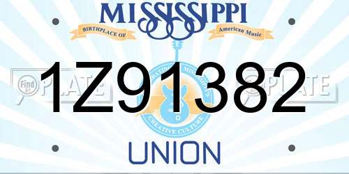 1Z91382 Mississippi License Plate