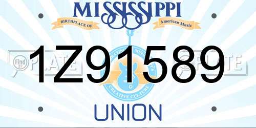 1Z91589 Mississippi License Plate