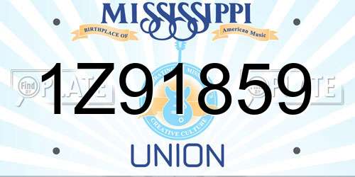 1Z91859 Mississippi License Plate