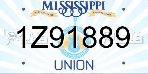 1Z91889 Mississippi License Plate