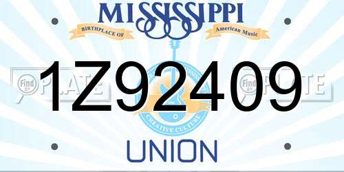 1Z92409 Mississippi License Plate