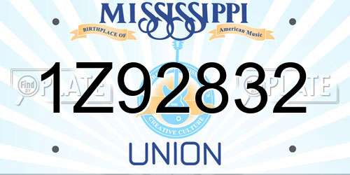 1Z92832 Mississippi License Plate