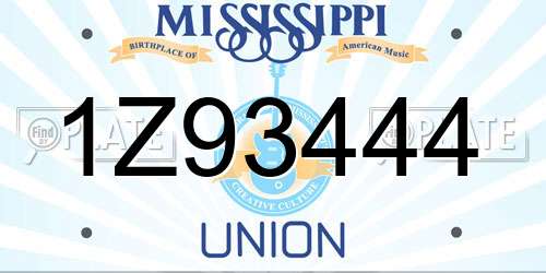 1Z93444 Mississippi License Plate