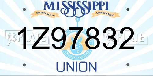 1Z97832 Mississippi License Plate