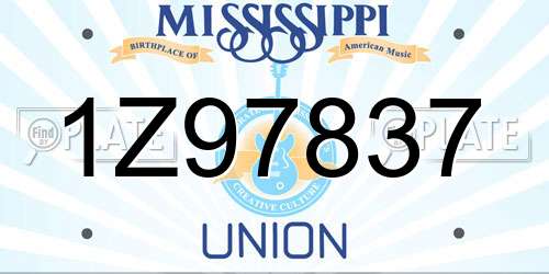 1Z97837 Mississippi License Plate