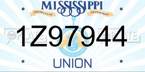 1Z97944 Mississippi License Plate