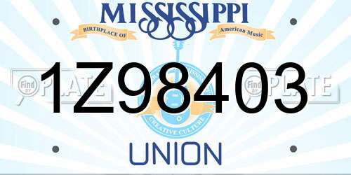 1Z98403 Mississippi License Plate