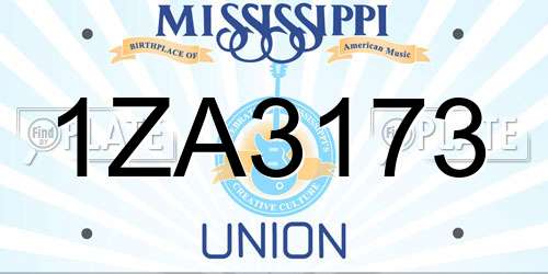 1ZA3173 Mississippi License Plate