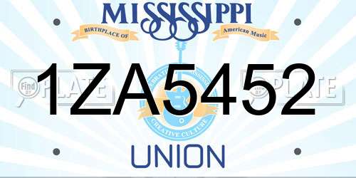1ZA5452 Mississippi License Plate