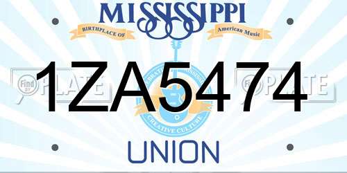1ZA5474 Mississippi License Plate