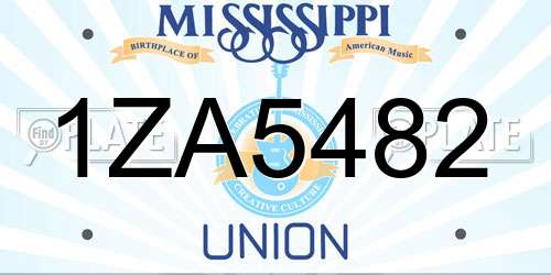 1ZA5482 Mississippi License Plate