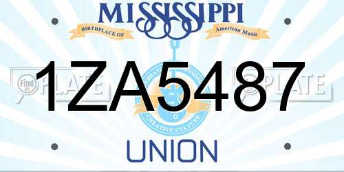 1ZA5487 Mississippi License Plate