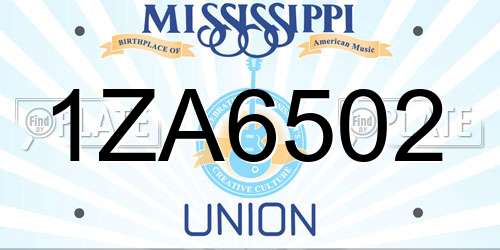 1ZA6502 Mississippi License Plate