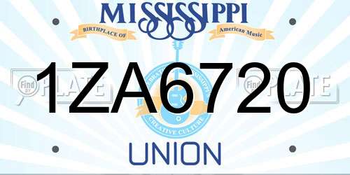 1ZA6720 Mississippi License Plate