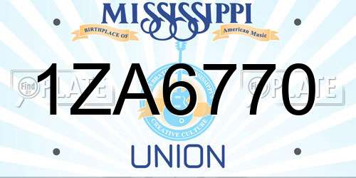 1ZA6770 Mississippi License Plate