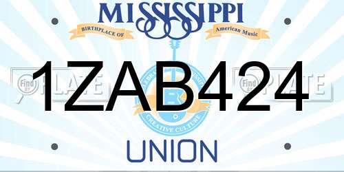 1ZAB424 Mississippi License Plate