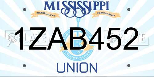 1ZAB452 Mississippi License Plate