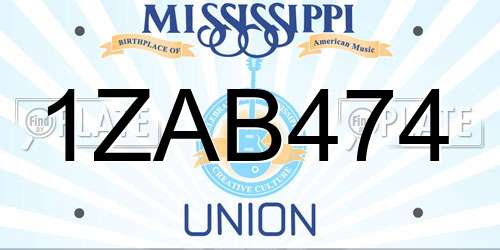 1ZAB474 Mississippi License Plate