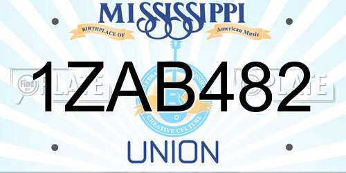 1ZAB482 Mississippi License Plate