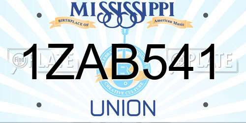 1ZAB541 Mississippi License Plate
