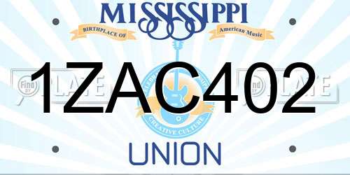 1ZAC402 Mississippi License Plate