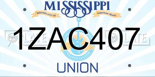 1ZAC407 Mississippi License Plate